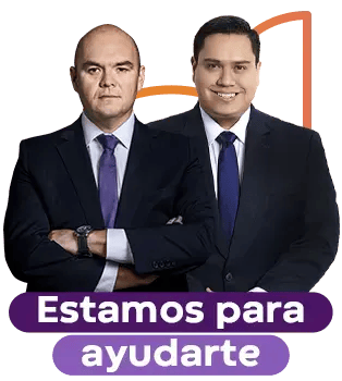 Ricardo Ibáñez Villarroel, abogado y socio fundador, y César Coronel, abogado y socio de DefensaDeudores.ec, con el mensaje “Estamos para ayudarte”